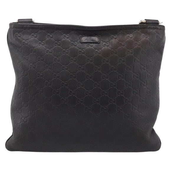 GUCCI GG Canvas Guccissima Shoulder Bag Leather Black Gold 201446 Auth 197649