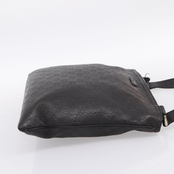 GUCCI GG Canvas Guccissima Shoulder Bag Leather Black Gold 201446 Auth 197649