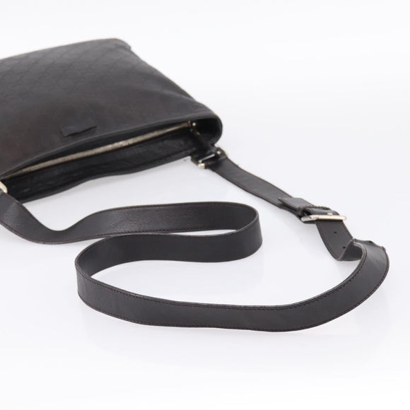 GUCCI GG Canvas Guccissima Shoulder Bag Leather Black Gold 201446 Auth 197649