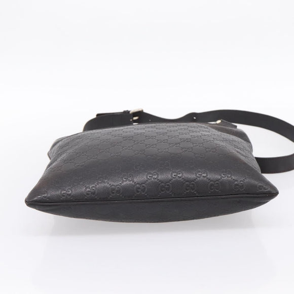 GUCCI GG Canvas Guccissima Shoulder Bag Leather Black Gold 201446 Auth 197649