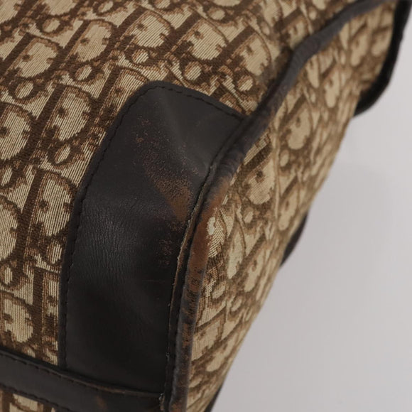 Christian Dior Trotter Canvas Boston Bag Beige Gold Auth 197651
