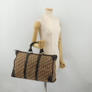 Christian Dior Trotter Canvas Boston Bag Beige Gold Auth 197651-21