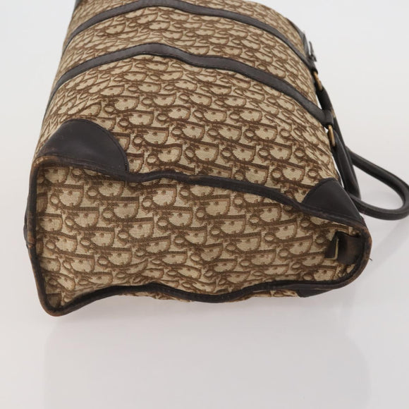 Christian Dior Trotter Canvas Boston Bag Beige Gold Auth 197651