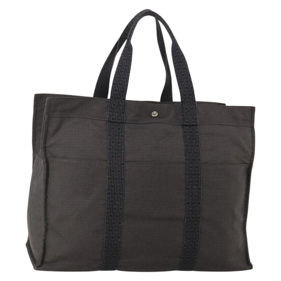 HERMES Her Line TGM Hand Bag Canvas Gray Silver Auth 197652A