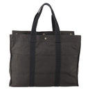 HERMES Her Line TGM Hand Bag Canvas Gray Silver Auth 197652A-3