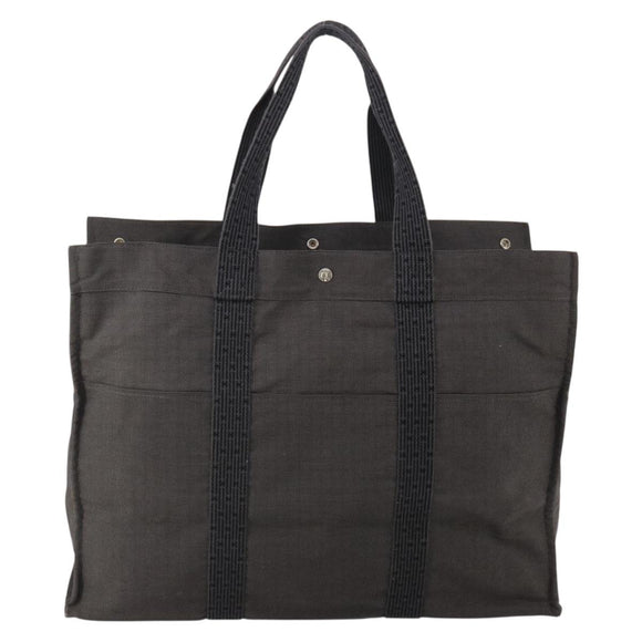 HERMES Her Line TGM Hand Bag Canvas Gray Silver Auth 197652A