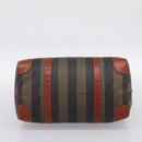 FENDI Pecan Canvas Boston Bag PVC Black Brown Auth 197655-5