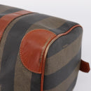 FENDI Pecan Canvas Boston Bag PVC Black Brown Auth 197655-16
