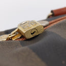 FENDI Pecan Canvas Boston Bag PVC Black Brown Auth 197655-18