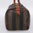 FENDI Pecan Canvas Boston Bag PVC Black Brown Auth 197655-4