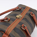FENDI Pecan Canvas Boston Bag PVC Black Brown Auth 197655-6