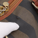 FENDI Pecan Canvas Boston Bag PVC Black Brown Auth 197655-7