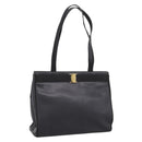 Salvatore Ferragamo Vala Shoulder Bag Leather Black Gold Auth 197656-1