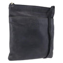 LOEWE Shoulder Bag Leather Navy Gold Auth 197659-1