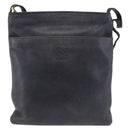 LOEWE Shoulder Bag Leather Navy Gold Auth 197659-13