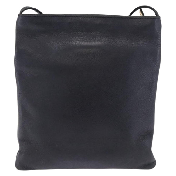LOEWE Shoulder Bag Leather Navy Gold Auth 197659
