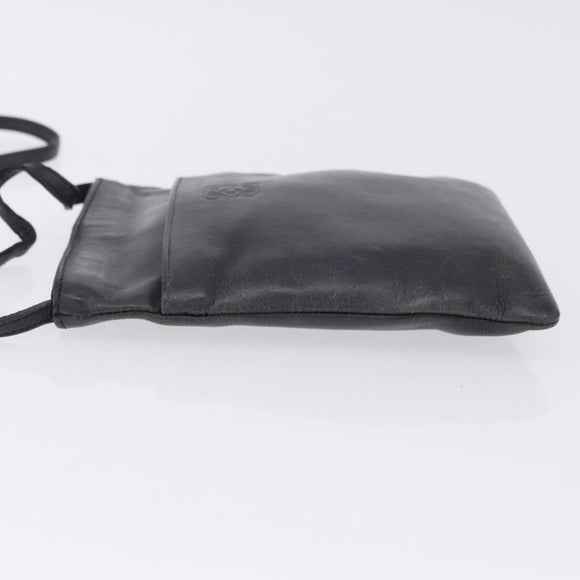 LOEWE Shoulder Bag Leather Navy Gold Auth 197659