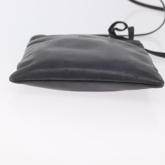 LOEWE Shoulder Bag Leather Navy Gold Auth 197659