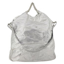 CHANEL COCO Mark Punching Shoulder Bag Leather 2way Silver CC Auth 197660-1