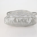 CHANEL COCO Mark Punching Shoulder Bag Leather 2way Silver CC Auth 197660-11