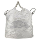 CHANEL COCO Mark Punching Shoulder Bag Leather 2way Silver CC Auth 197660-2