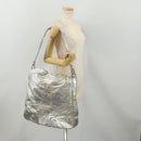 CHANEL COCO Mark Punching Shoulder Bag Leather 2way Silver CC Auth 197660-25