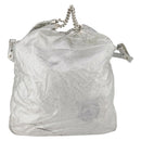 CHANEL COCO Mark Punching Shoulder Bag Leather 2way Silver CC Auth 197660-3