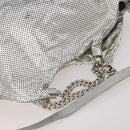 CHANEL COCO Mark Punching Shoulder Bag Leather 2way Silver CC Auth 197660-6