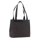 CELINE Macadam Canvas Tote Bag PVC Leather Black Gold Auth 197661V-1
