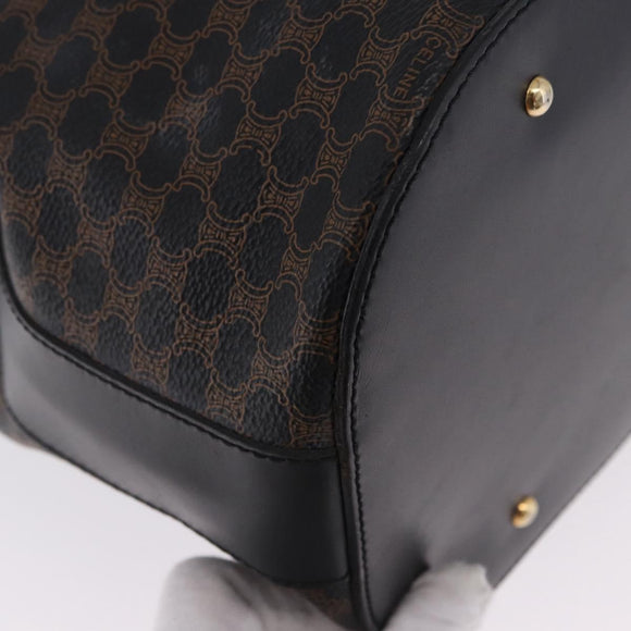 CELINE Macadam Canvas Tote Bag PVC Leather Black Gold Auth 197661V
