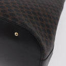 CELINE Macadam Canvas Tote Bag PVC Leather Black Gold Auth 197661V-15