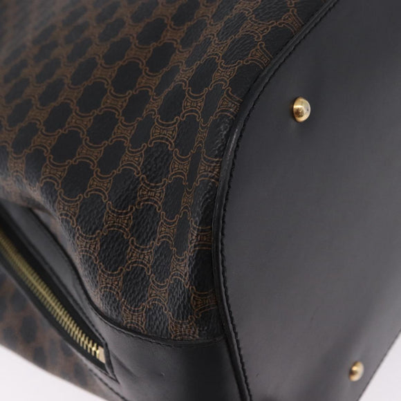 CELINE Macadam Canvas Tote Bag PVC Leather Black Gold Auth 197661V