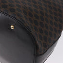 CELINE Macadam Canvas Tote Bag PVC Leather Black Gold Auth 197661V-10