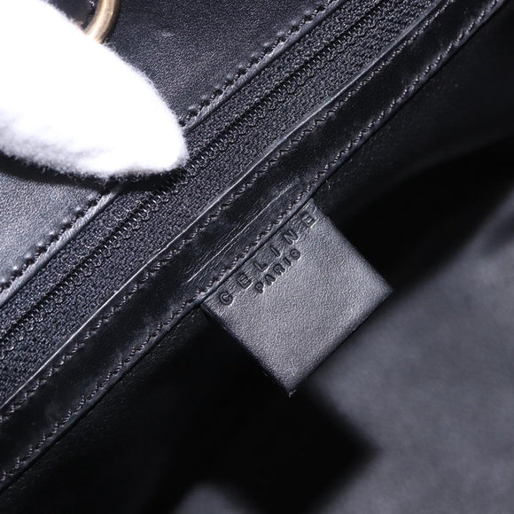 CELINE Macadam Canvas Tote Bag PVC Leather Black Gold Auth 197661V