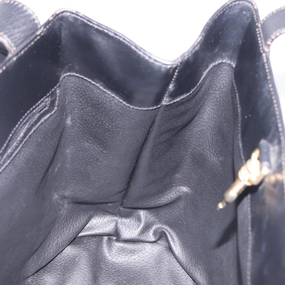 CELINE Macadam Canvas Tote Bag PVC Leather Black Gold Auth 197661V