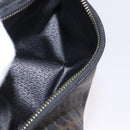 CELINE Macadam Canvas Tote Bag PVC Leather Black Gold Auth 197661V-22