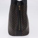 CELINE Macadam Canvas Tote Bag PVC Leather Black Gold Auth 197661V-3