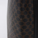 CELINE Macadam Canvas Tote Bag PVC Leather Black Gold Auth 197661V-4