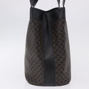 CELINE Macadam Canvas Tote Bag PVC Leather Black Gold Auth 197661V-5
