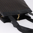 CELINE Macadam Canvas Tote Bag PVC Leather Black Gold Auth 197661V-7