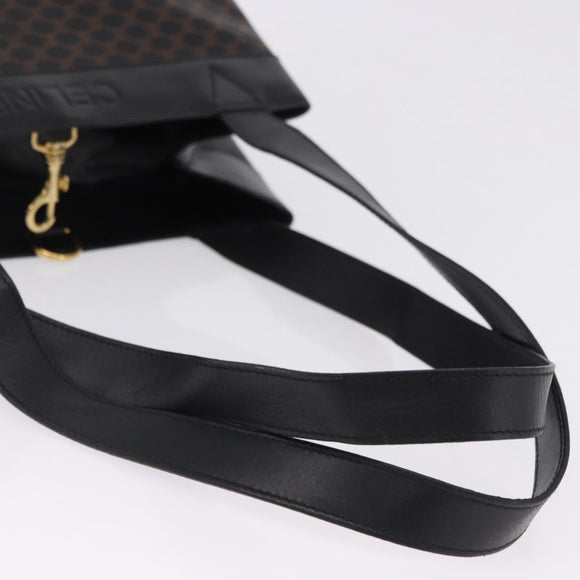 CELINE Macadam Canvas Tote Bag PVC Leather Black Gold Auth 197661V