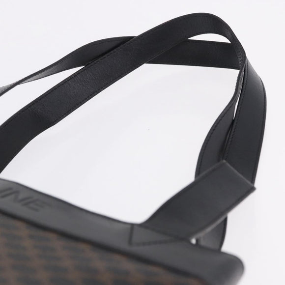 CELINE Macadam Canvas Tote Bag PVC Leather Black Gold Auth 197661V