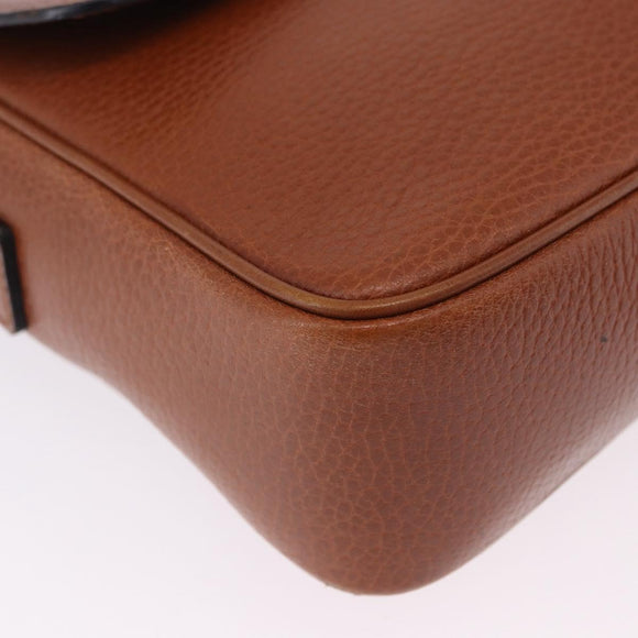 CELINE Shoulder Bag Leather Brown Gold Auth 197663V