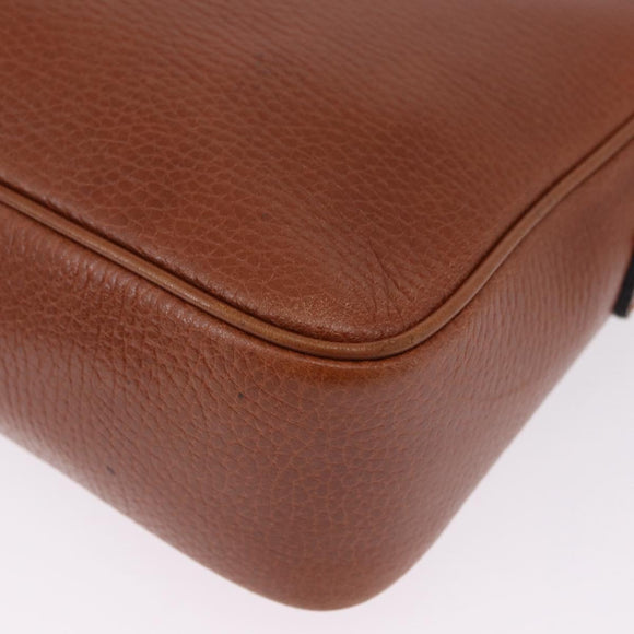 CELINE Shoulder Bag Leather Brown Gold Auth 197663V