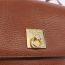 CELINE Shoulder Bag Leather Brown Gold Auth 197663V-17