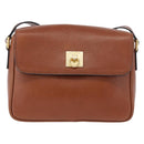CELINE Shoulder Bag Leather Brown Gold Auth 197663V-13