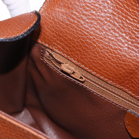 CELINE Shoulder Bag Leather Brown Gold Auth 197663V