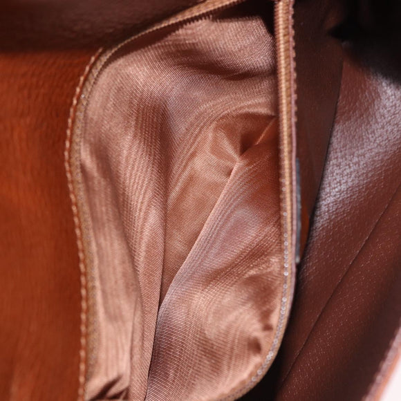 CELINE Shoulder Bag Leather Brown Gold Auth 197663V