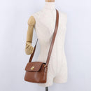 CELINE Shoulder Bag Leather Brown Gold Auth 197663V-23