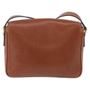 CELINE Shoulder Bag Leather Brown Gold Auth 197663V-2
